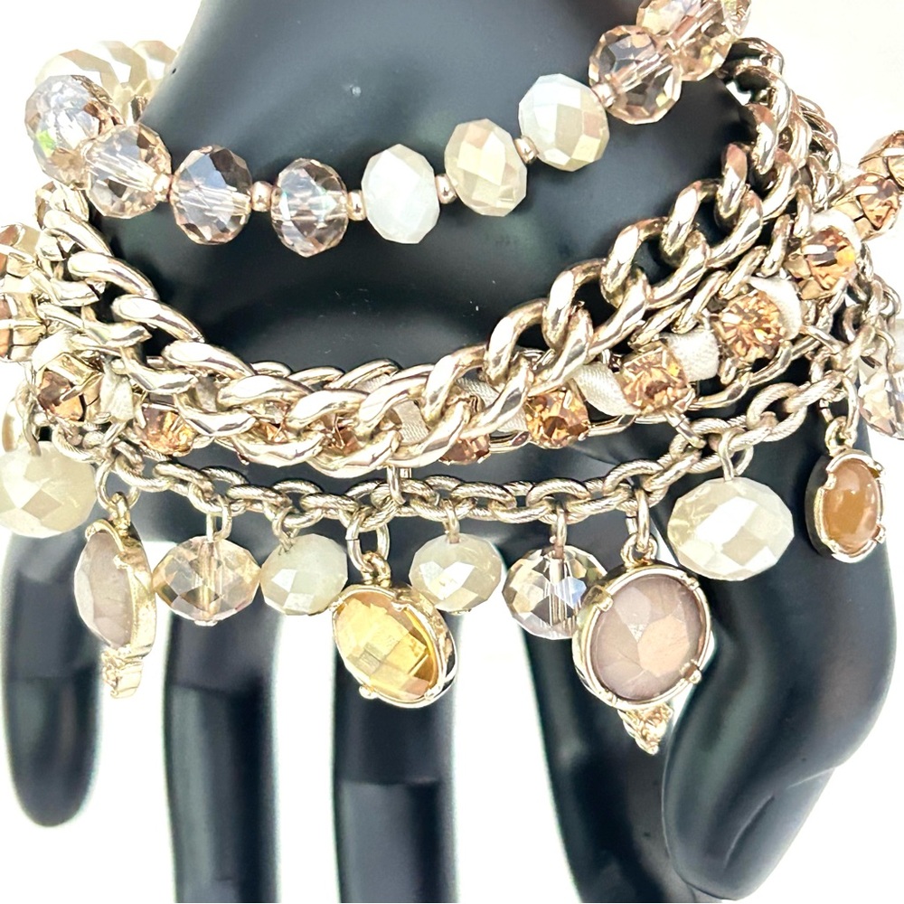 Elegant Bohemian Multi-Chain Bracelet with Gold Accents